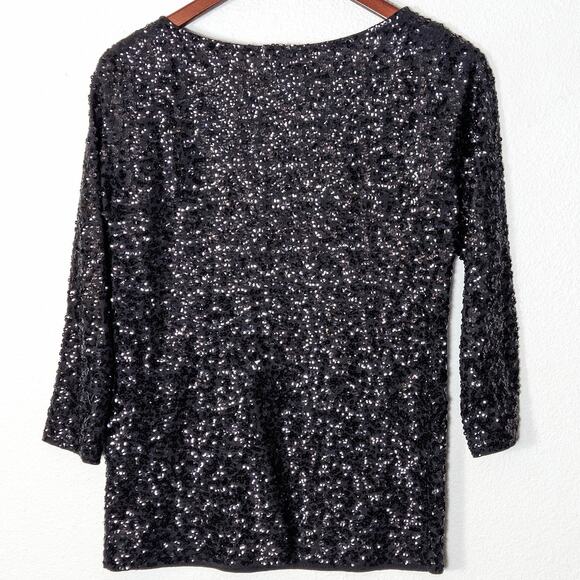 J.Crew Women's Sequin Top Quiet Party Luxe Black XS Refined Sparkle Minimal Glam - Picture 2 of 9